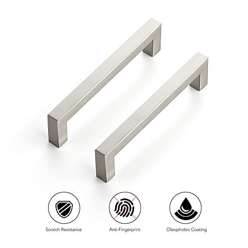 Ravinte Brushed Nickel Square Cabinet Handles 5-1/2 Inch, 10 Pack - 5 Inch Center to Center