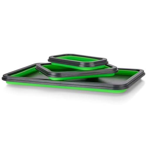 Sandor Collapsible Magnetic Parts Tray Set – 3 Sizes, Green
