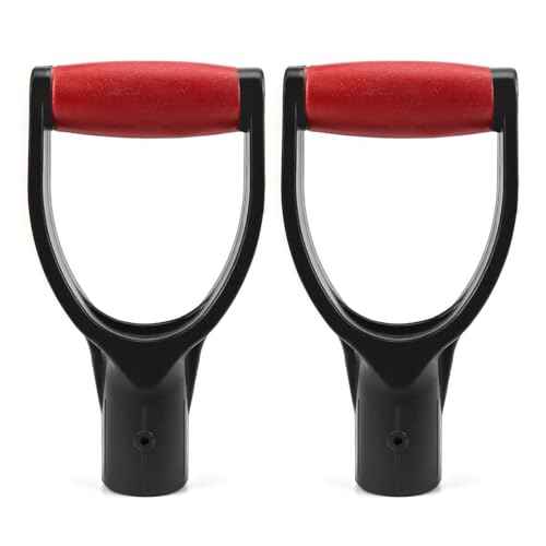 QWORK 2 Pack 1-1/4" Polypropylene Plastic Spade Handle Shovel D Grip Handle for Digging Raking Tools