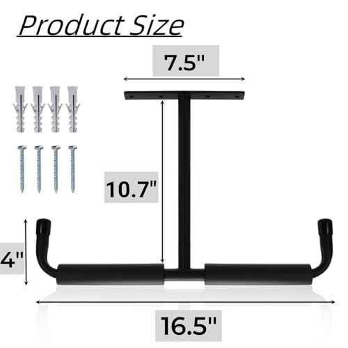 4 Pack Overhead Garage Storage Hooks, 16.5" Heavy Duty Ceiling Mount Hangers, Double T-Bar Metal Ladder Ceiling Racks, Hanging for Bike, Pipe Lumber, Fishing Rod, Sports Equipment