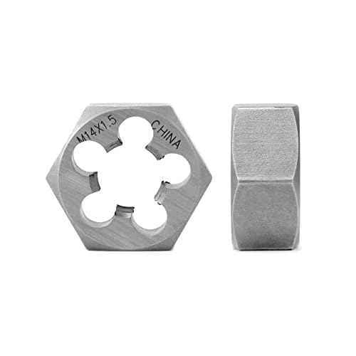 QWORK Metric Hex Die Rethreading Die, M14 X 1.5mm Carbon Steel Machine Thread Die, for Mold Machining, Steel, Cast Iron, Copper