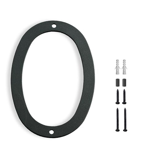 5-Inch Black Metal House Numbers for Outdoors - Weatherproof & Easy Install, Modern Aluminum Address Sign, HEOULC
