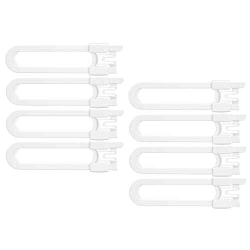 Vmaisi 8 Pack Baby Sliding Cabinet Locks - Adjustable U Shaped Child Safety Locks,Childproof Latches for Kitchen Bathroom Storage Cupboards Doors, Handles and Knobs White