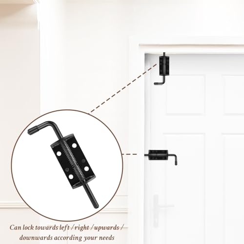Spring Loaded Gate Latch Pin Barrel Bolt 6in Durable Solid Steel Black 2pcs