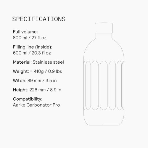 Aarke Carbonator Pro To-Go 800ml Stainless Steel Travel Bottle