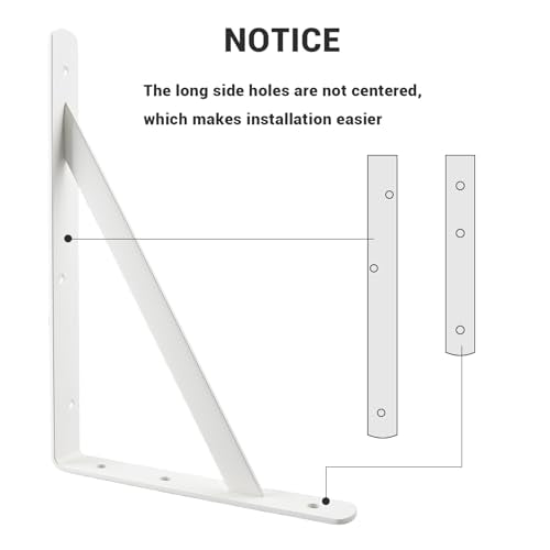 12 x 8 Inch Heavy Duty White Metal Shelf Brackets - 10 Pack by HOME MASTER HARDWARE