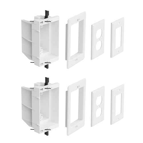 Recessed Electrical Box - Single Gang, for Wall Mount TV, Antenna, Phone & Cable, Suitable for GFCI & Standard Outlet (2 Pack)
