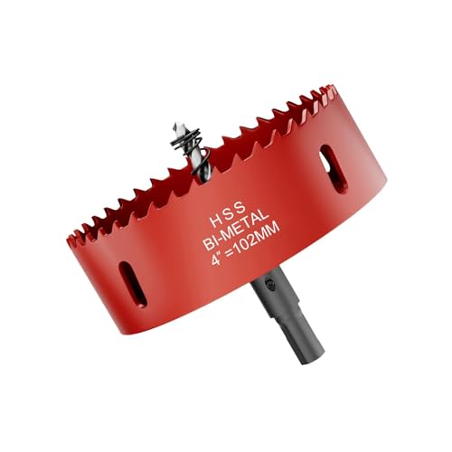 4 Inch (102mm) M42 Bi-Metal Hole Saw, Triangular Shank Hole Saw Drill Bit with Spring Tools for Wood, Plywood, Plastic, Gypsum Board, Various Thin Metal Sheets
