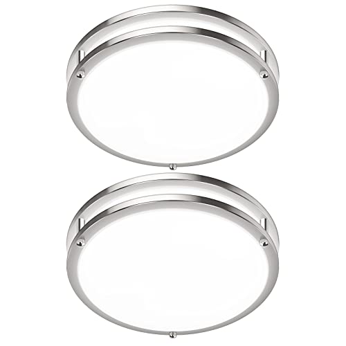 GoBright Brushed Nickel 36W LED Ceiling Light Fixture, 12in, 3 CCT Adjustable