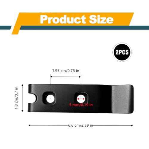 2 Set Knife Sheath Belt Clip Reliable 420 Stainless Steel Kydex Belt Clip with Screws for Kydex Sheath, Black