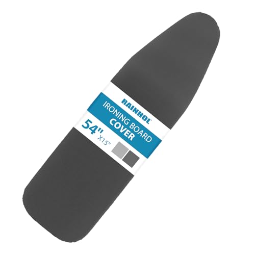 Ironing Board Cover with Padding 15"x54" Black (Rainhol) – Adjustable Fit, 10mm Padding, Heat-Reflective Aluminum