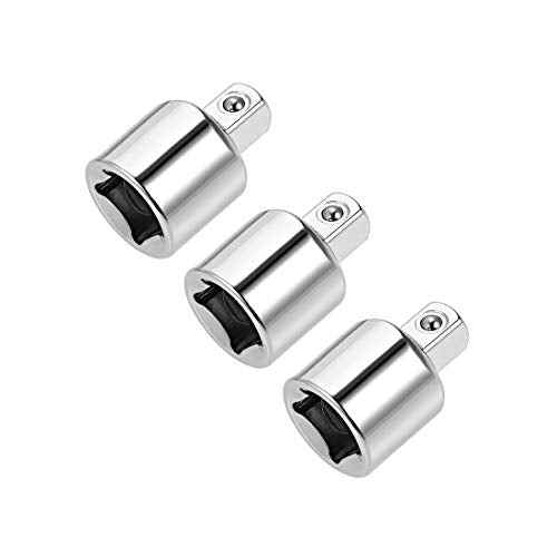 uxcell 3 Pcs 3/8 Inch Drive (F) x 1/4 Inch (M) Socket Reducer for Ratchet Wrenches, Female to Male, Cr-V