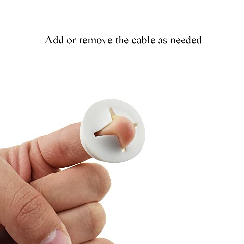 White Rubber Desk Grommet 1 Inch (25mm) Pack of 4 - Flexible Cable Hole Cover for Office & Home