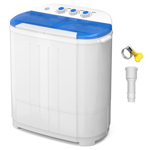 VCJ Portable Twin Tub Washing Machine 14lbs Capacity Compact Laundry Washer & Spinner for Apartments RVs Dorms