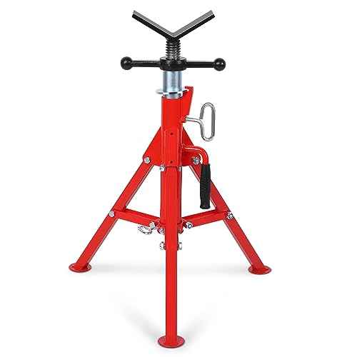 28-52 Inch V Head Pipe Jack Stand, Adjustable Height, 2500 Lb Load Capacity, Heavy Duty Carbon Steel Body, Steel Jack Stands with Portable Folding Legs