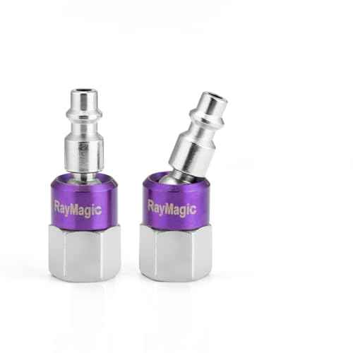 RayMagic Industrial-Grade 1/4" Swivel Air Plug, 2-Pack 360¡Æ Swivel Steel Plug, 1/4-Inch NPT Female 18-Threads, Air Hose Fittings(Purple)