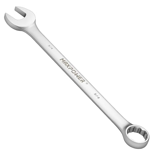 MAXPOWER 3/4 Inch Combination Wrench, Durable Cr-V Steel with Precise 12 Point Box End, Off-Corners Design, 15-Degree Offset
