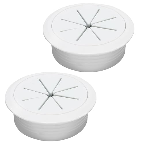 BOPOREAE 2-Inch (50mm) White Desk Grommet Pack of 2 - Cable Hole Cover for Office Desks