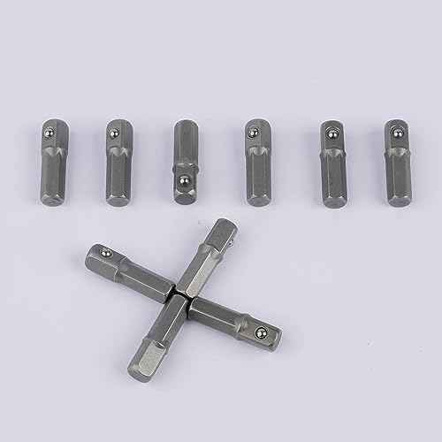 10PCS Replacement Part for M.C: Impact Socket Extension Adapter Converter Set - 1/4" Hex Shank to Square Drive 25mm | Chrome Vanadium Steel Tools for Power Drill, Driver Bit & Cordless Screwdriver