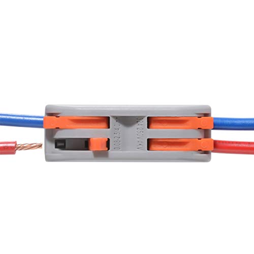 10 Pcs Electrical Wire Connectors for 2 Circuit Inline Splices, 28-12 AWG - Reusable Compact Lever Nuts (Variation: 2 Series Circuits)