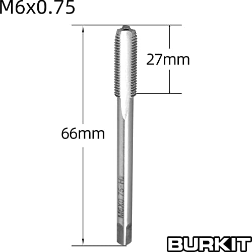 Burkit M6 X 0.75 Tap and Die Set, M6 x 0.75 Machine Thread Tap and Round Die Right Hand