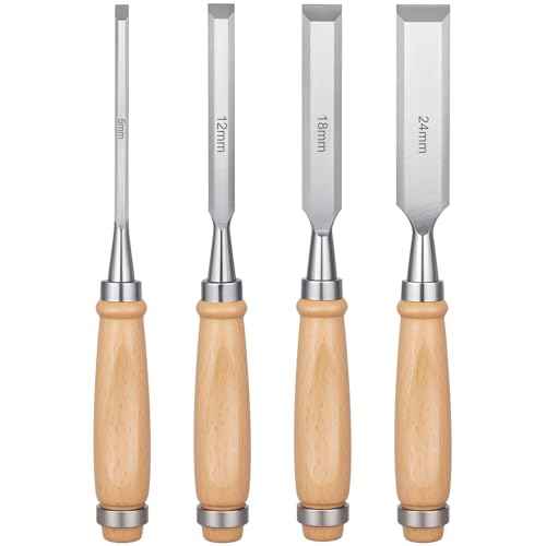 4 Piece Wood Chisel, Professional Wood Woodworking Tools Set,Bevel Edge Chisel Set