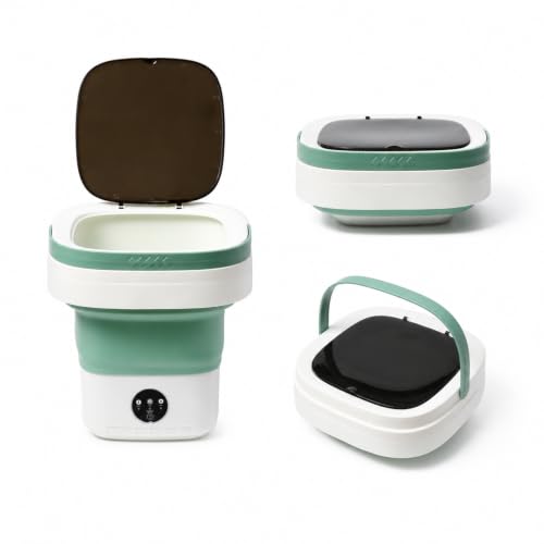 Green Mini Portable Foldable Washing Machine 16L with Spin Dryer for Travel & Baby Clothes
