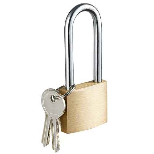 Solid Brass Lock and Key,Pad Lock with 1-9/16 in. (40 mm) Wide Body, 2-1/2 in. Long Shackle Gate Padlock for Outdoor Fence£¬ Sheds, Storage Unit, Gate, Toolbox,Trailer£¬Garages£¬1Pack