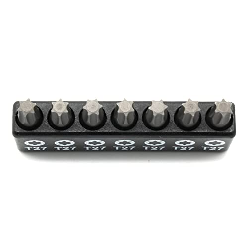 7pc 1 Inch T27 Torx Star 6 Point Bit Set - Quick Change Star Driver Bits for T27 (T-27) Screws and Heads