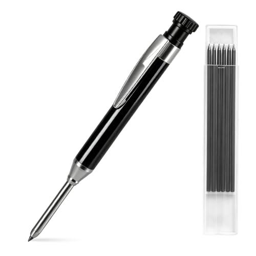 YEVEETTE 2.8mm Mechanical Carpenter Pencil Set with 7 Refills & Built-in Sharpener