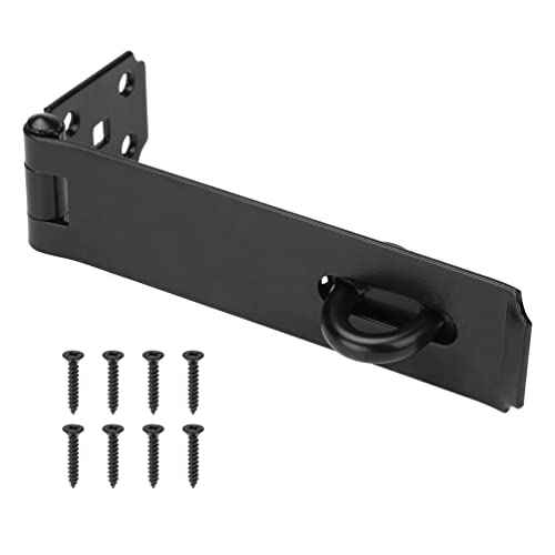 7-1/2" Heavy Duty Door Lock Hasp Latch, 1/8" Thicker Iron Gate Hasp Latches Safety Packlock Clasp Locking with Lengthen Screws for Outdoor Doors, Gates, Shed, Drawers, Cabinets, Black