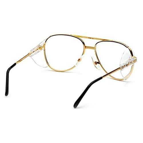 Pyramex Pathfinder Aviator Safety Glasses with Gold Frame and Clear Lens