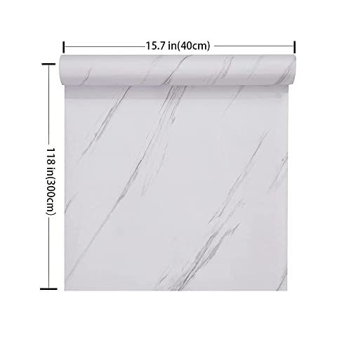 HELLKIT Marble Contact Paper White Peel and Stick Wallpaper 15.8"×118" - Removable Vinyl for Walls, Countertops & Crafts