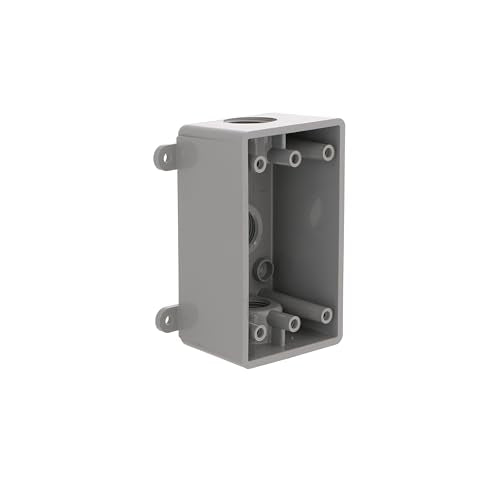 BELL 1-Gang Weatherproof Electrical Box Gray 2 in. with Threaded Outlets