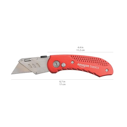 Amazon Basics Folding Utility Knife with Lock-Back Mechanism, Lightweight Aluminum Handle