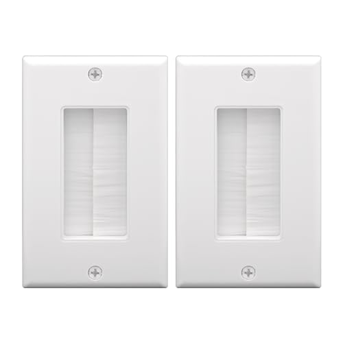 VCE White Brush Wall Plate for Low Voltage Cables - 2 Pack