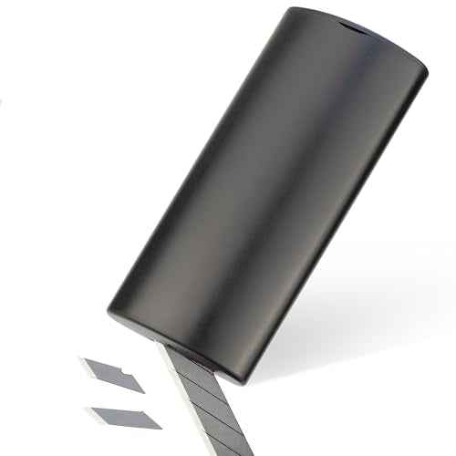 2Pcs Black Disposal Containers for Snap-Off Utility Knife 9mm Blade, Razor Blade Cutter Safe Storage Box for Workshop, Office, Crafting, Secure Disposal Solution