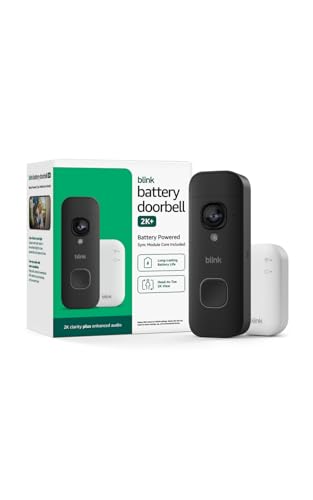 Blink Battery Doorbell 2K+ Wireless Video Doorbell with Sync Module Core – Black, Add-on Model