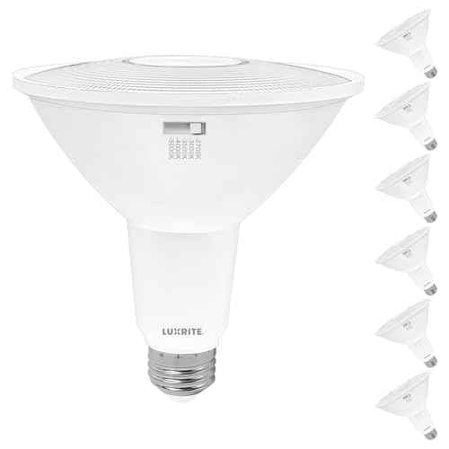 LUXRITE PAR38 LED Flood Light Bulb, 90W Equivalent, 5 Color Selectable 2700K-5000K, 1200 Lumens, 13W, Dimmable LED Spotlight Bulb, Damp Rated, ETL Listed, E26 Base - Indoor Outdoor (6 Pack)