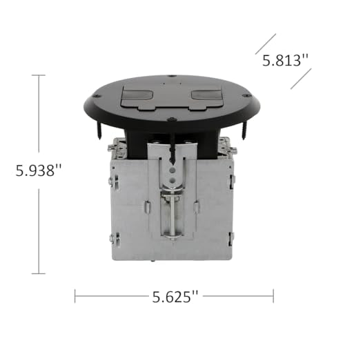 RACO Black 1-Gang Floor Box Kit with Recessed Duplex Outlet, Steel, 15A
