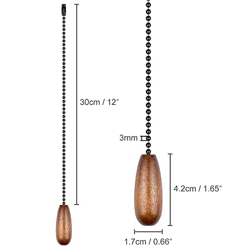 2pcs Wooden Ceiling Fan Pull Chain Set Retro Style Pendant Switch Extension
