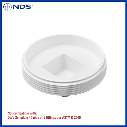 NDS 41P8 PVC Drain Cleanout Plug with 4-Inch MPT Connection - White