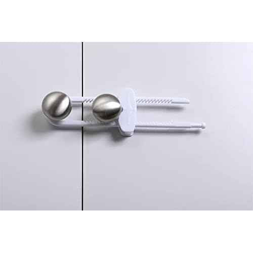 Dreambaby Sliding Cabinet Locks - Child Proof Cabinet Latches - For Kitchen, Bathroom Storage Doors Handles & Knobs - Suitable for Round & D-Shaped Handles - 3 Pack - White - Model L183