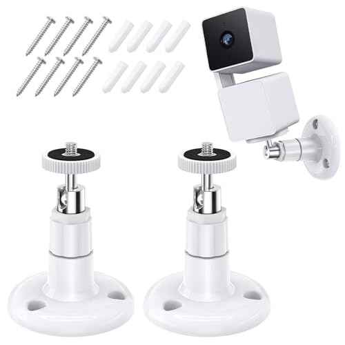 FastSnail Wall Mount Compatible with Wyze Cam Pan V3 & Wyze Cam V4/V3 & Wyze Cam Outdoor/Indoor, 360 Degree Swivel Adjustable Bracket for Wyze Cam and Other Camera with Same Interface 2 Pack