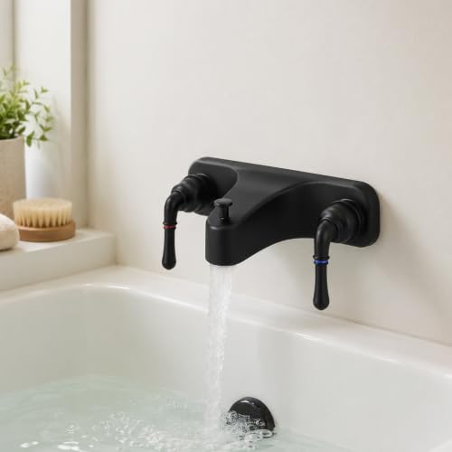 ZephyrJazz Matte Black 8-inch Tub & Shower Faucet Set with Diverter, 2 Handles