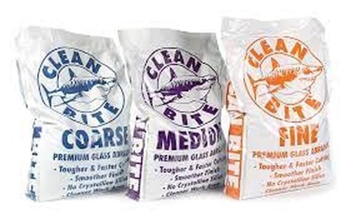 Clean Bite Glass Eco-Friendly Recycled Sandblasting Media Coarse Medium Fine Grit 40lbs (Fine)