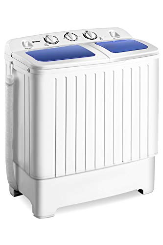 Giantex Portable Twin Tub Washing Machine 20lbs Capacity, White & Blue