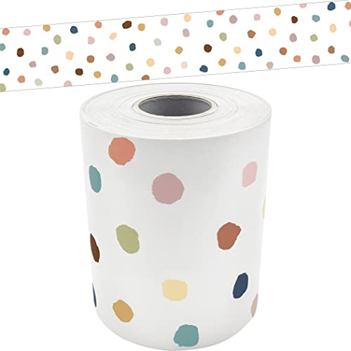 Teacher Created Resources Painted Dots Classroom Border Trim, Straight Rolled Edging, 50ft