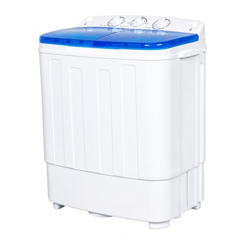 Omelaza Portable Twin Tub Washing Machine with Spin Dryer - Blue, 25.3 lbs Capacity