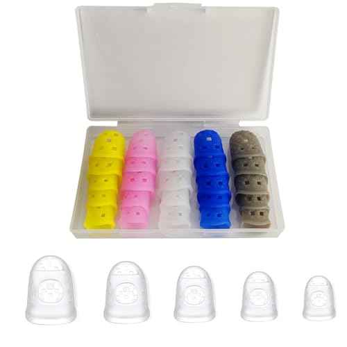 Guitar Fingertip Protectors, 25-Pack Silicone Finger Covers for Guitar/Ukulele/Banjo/Mandolin ? Breathable, Flexible, Non-Slip Practice Sleeves, Mixed Colors with Storage Case, Reusable